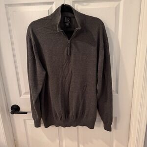 Jos. A Bank Sweater Gray 100% Pima Cotton 1/4 Zip Lightweight Men's Size‎ XL